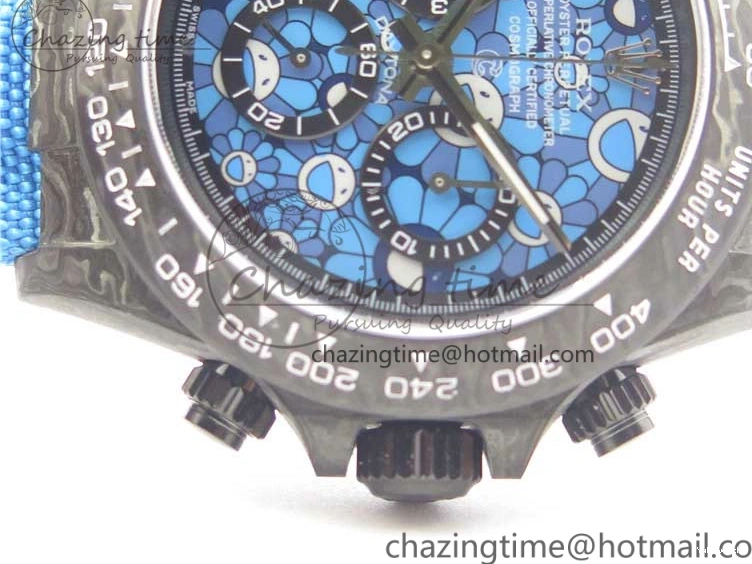 On Daytona Blue Strap Edition Blue DIW Dial Best Carbon A7750 WWF Nylon V2 0122